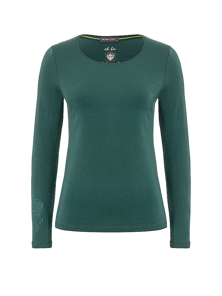 SPIRIT OF OM Damen Yogashirt Chakra-Flower Bambus dunkelgrün | XS